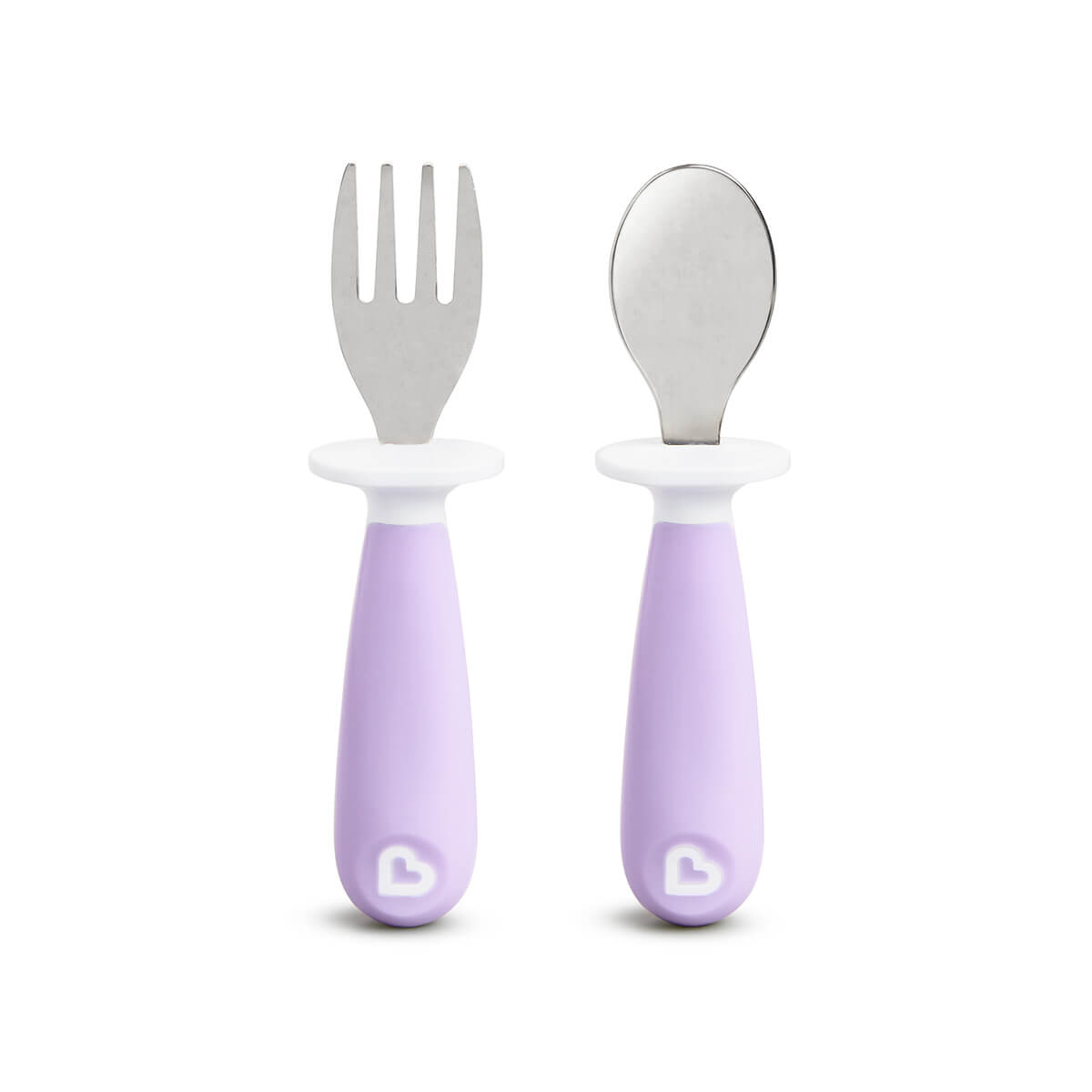 マンチキン ステンレス フォーク＆スプーン パープル たべたくなーる 誕生日プレゼント 1歳 離乳食 ベビー 赤ちゃん 男の子 女の子 スプーン 子ども 持ちやすい 子供用スプーン ベビー スプーン 離乳食用スプーン 子供スプーン munchkin FDMU41662