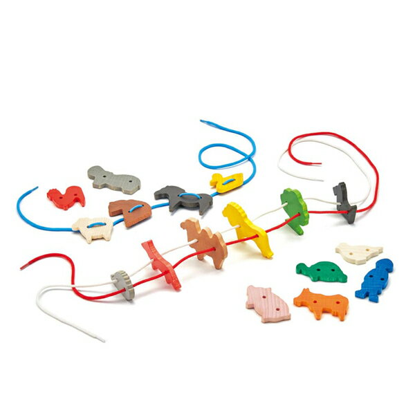 ボーネルンド 動物ひも通し 誕生日プレゼント 3歳 知育玩具 ひもとおし 紐通し おもちゃ 男の子 女の子 木のおもちゃ 木製玩具 学習玩具 ジェグロ 2