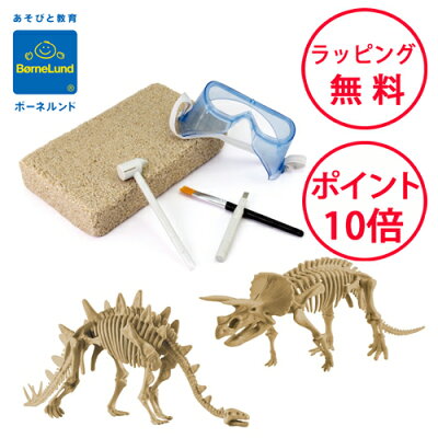 ボーネルンド 恐竜発掘キット ステゴサウルス&トリケラトプス エデュトーイ 誕生日プレゼント 6歳 知育玩具 男の子 女の子 きょうりゅう ダイナソー 化石 EDGM339