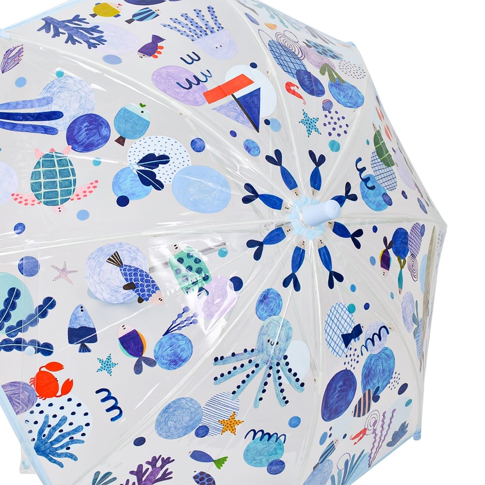 ジェコ アンブレラ スモール シー ビニール傘 子供傘 子供 キッズ傘 女の子 男の子 子供用傘 55cm おしゃれ こども キッズ 3歳 幼稚園 子ども 透明 手開き 安全 スナップボタン かわいい プレゼント 子供 入園入学祝い 傘 DJECO dd04727