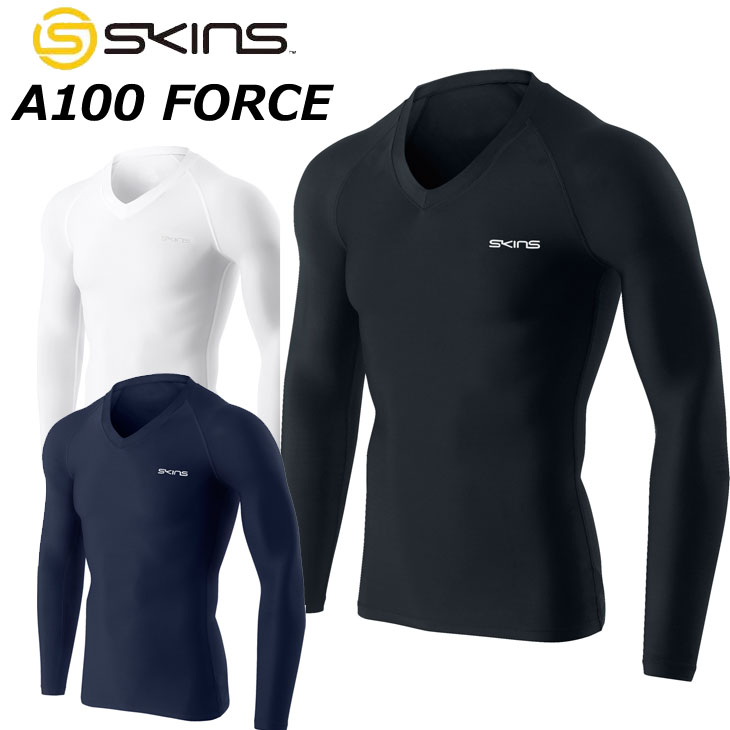 【訳アリ最終処分品】SKINS スキンズ メンズ ロングスリーブ A100 FORCE Vネックロングスリーブトップ 長袖