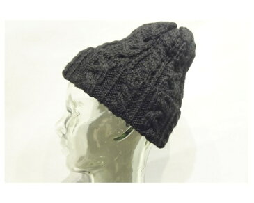 【HIGHLAND2000】 CABLE KINIT BOB CAP -BLACK- ハイランド2000　ケーブルニット　ボブキャップ　ブラック