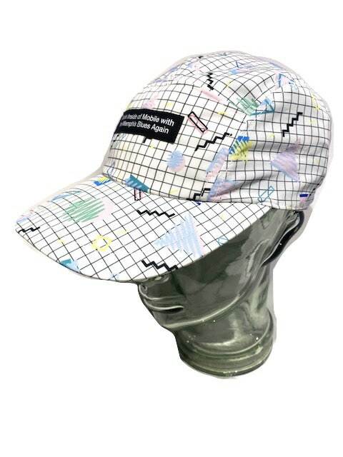 WHOPOP】GRID JET CAP -WHITE-　フーポップ　ジェット　キャップ　トリック　グラフィック　刺繍　ベースボールキャップ　ホワイト