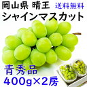 お中元 シャインマスカット 【青秀】 400g×2房 送料無料 晴王 贈答 岡山県産 ぶどう ギフト プレゼント のし 熨斗対応 指定日OK 御礼 お見舞い 贈...