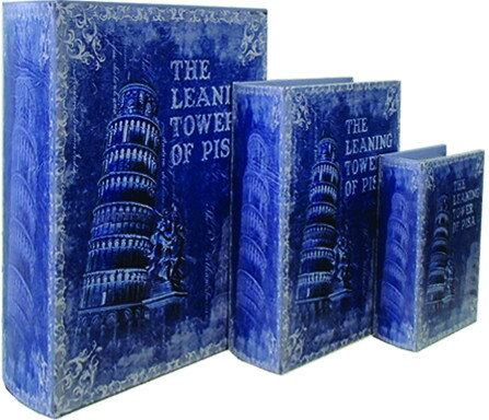 ブックボックス『THE LEANING TOWER OF PISA』S・M・L各1セット/ブック型収納ボックス/小物入れ/インテ..