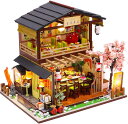 CuteBee DIY木製ドールハウス、吉本寿司、ミニチュアコレクション、オルゴール、プレゼント M2011