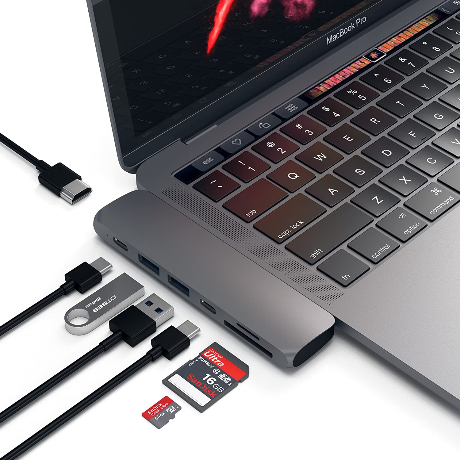 Satechi Type-C A~jE Pronu (Xy[XOC) MacBook Pro 2016ȍ~, MacBook Air 2018ȍ~Ή 40Gbs USB-C PD 4K HDMI Micro/SDJ[h USB 3.0|[g 2