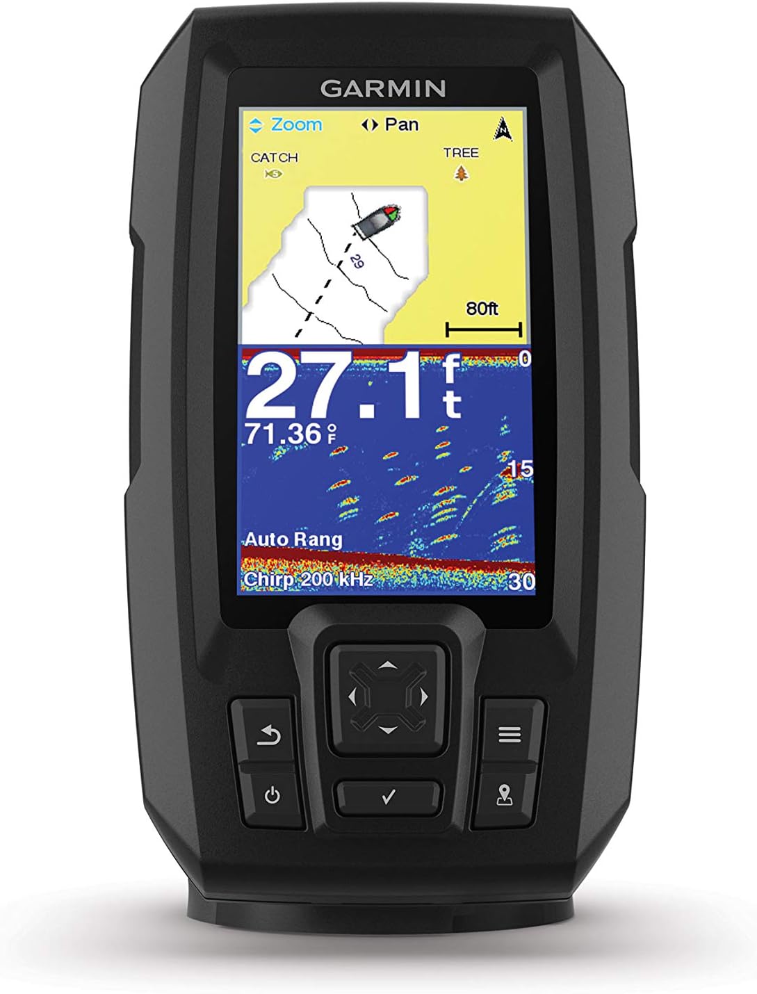 特殊:B076WBHD2Tコード:0753759184155ブランド:ガーミン(GARMIN)商品カラー: ブラックサイズ情報:4 inches商品サイズ: 高さ17.5、幅4.6、奥行き9.9商品重量:317.5この商品についてGarmin(ガーミン)製の甲高い音が鳴る伝統的な水中音波探知機能を備えたデュアルビームトランスデューサー。非常に明晰な画像、卓越したターゲットの区別を実現。Garmin(ガーミン)のQuickDraw搭載。等高線マッピング搭載のため、最大200万エーカーにわたり1フィート毎の等高線が付いたマップを作成して保存できます。GPS内臓のため、ウェイポイントをマークし、ルートを作成し、ボートの速度を表示できます。明るく、太陽光が当たっても読みやすい4.3インチディスプレイで使いやすいユーザーインターフェース。あらゆる釣りの状況に合わせて使える頑丈なデザイン。 対応周波数： トラディショナル： 50/77/83/200 kHz。送信出力： 200 W 実効値 。ブランドガーミン(GARMIN)色ブラック電池付きいいえ画面サイズ4 インチヒューマンインターフェイス入力装置ボタンディスプレイタイプ液晶商品寸法 (長さx幅x高さ)9.9 x 4.6 x 17.5 cm接続方式イーサネットマップタイプ地形表示を増やす発送サイズ: 高さ12.9、幅17.3、奥行き22.8発送重量:1170商品の説明ストライカープラス4フィッシュファインダー、MFG# 000-01870-00、4.3インチカラーLCD、プロットスクリーン付きGPS内蔵 チャートなし 、Quickdraw Contourマップ。ソナー：200ワット、50/77/83/200 KHz CHIRPデュアルビーム。デュアルビームトランスデューサー付き。