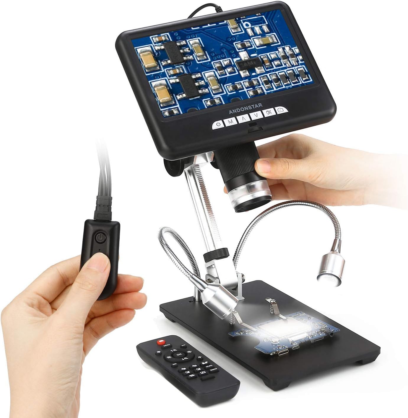 Andonstar AD207 USBデジタル顕微鏡 AD207 7インチLCDディスプレイと3Dビジュアルエフェクト付き 回路基板修理サービングツール