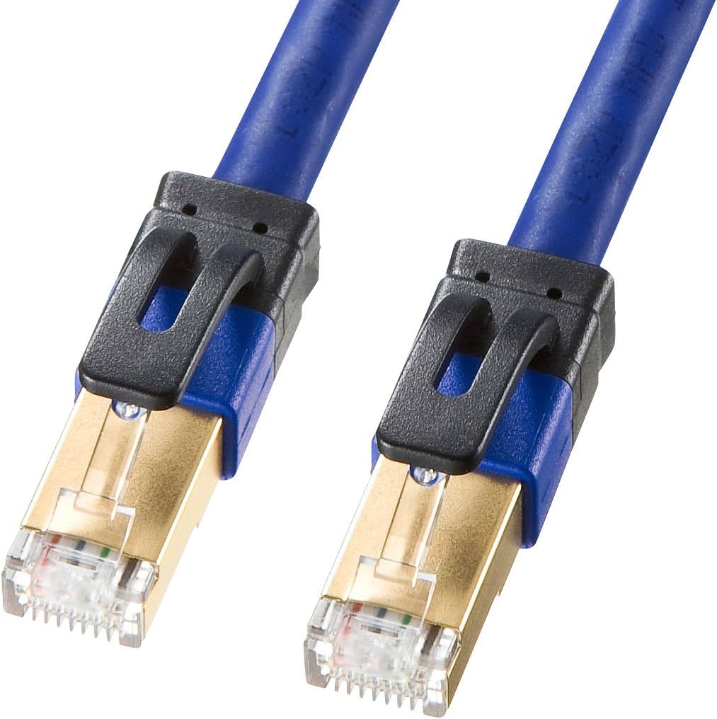 サンワサプライ LANケーブル CAT7A 10Gbps/1000MHz ギガビット イーサネットケーブル ツメ折れ防止 RJ45コネクタ(10m) ブルー KB-T7A-10BL