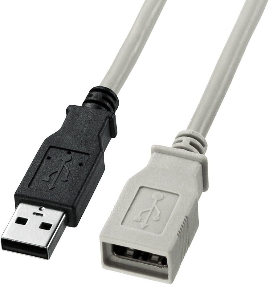 サンワサプライ USB延長ケーブル ライトグレー 0.5m 