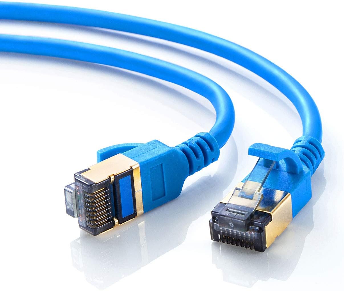 TTvC CAT8 ׌aLANP[u(0.3m) 40Gbps/2000MHz RJ45 c܂h~ u[ KB-T8SL-003BL