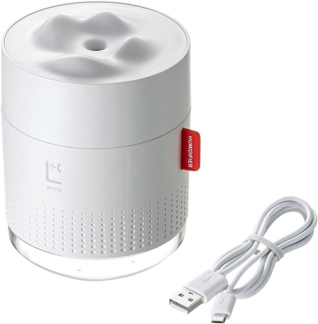 サンワサプライ 加湿器 USB電源 超音波式 LEDライト付き タンク容量500ml ホワイト USB-TOY100W