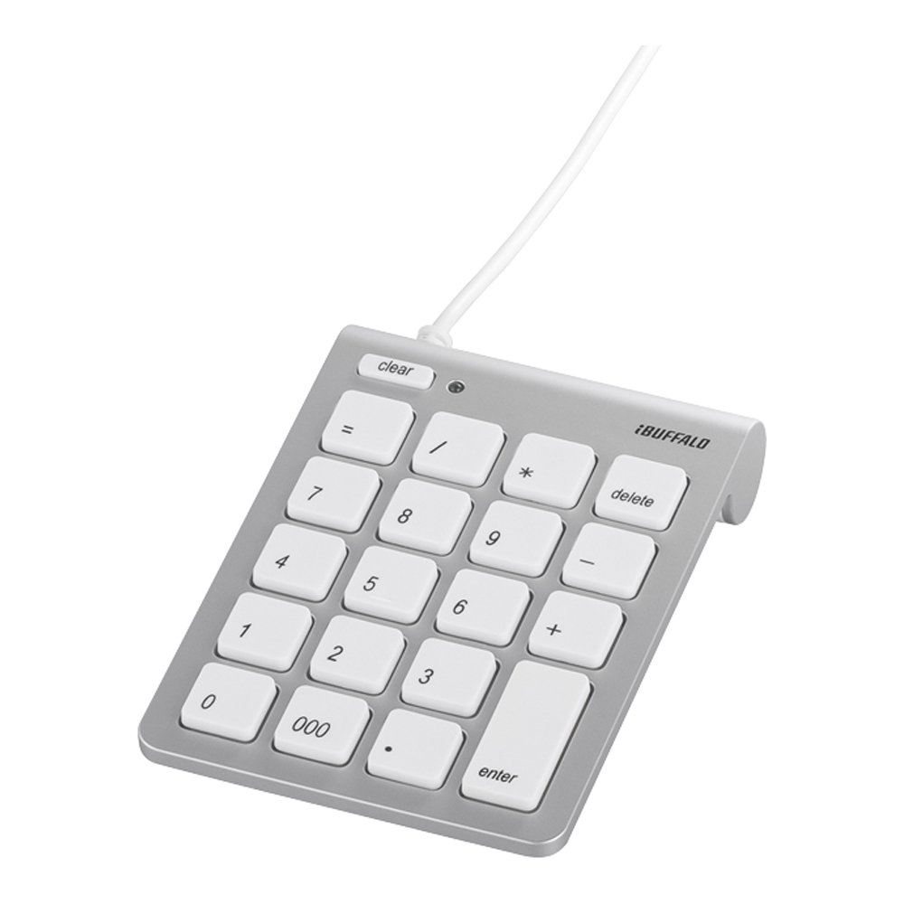 iBUFFALO テンキーボード Mac用 USB接続 スリム 独立キー シルバー BSTK08MSV
