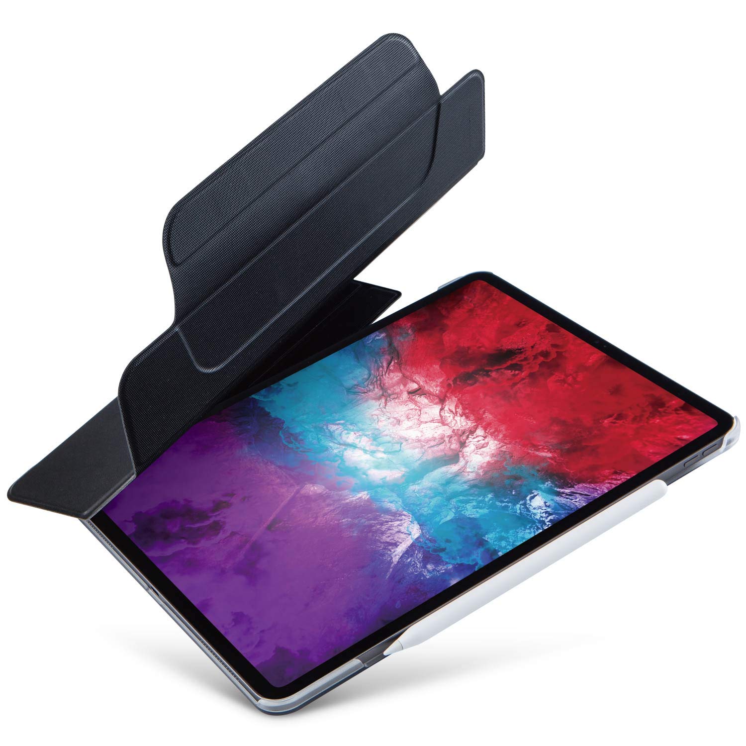 エレコム iPad Pro 12.9 (第4世代/2020年) フラップケース ソフトレザー 2アングル 軽量 ブラック TB-A20PLRFBK