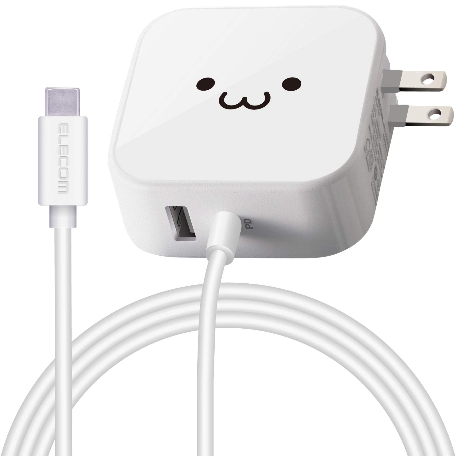 エレコム USB コンセント 充電器 合計42W ( USB PD対応 ) USB-A×1 / Type-Cケーブル 1.5m iPhone/Android/タブレット 対応 ホワイトフェイス MPA-ACCP12WF