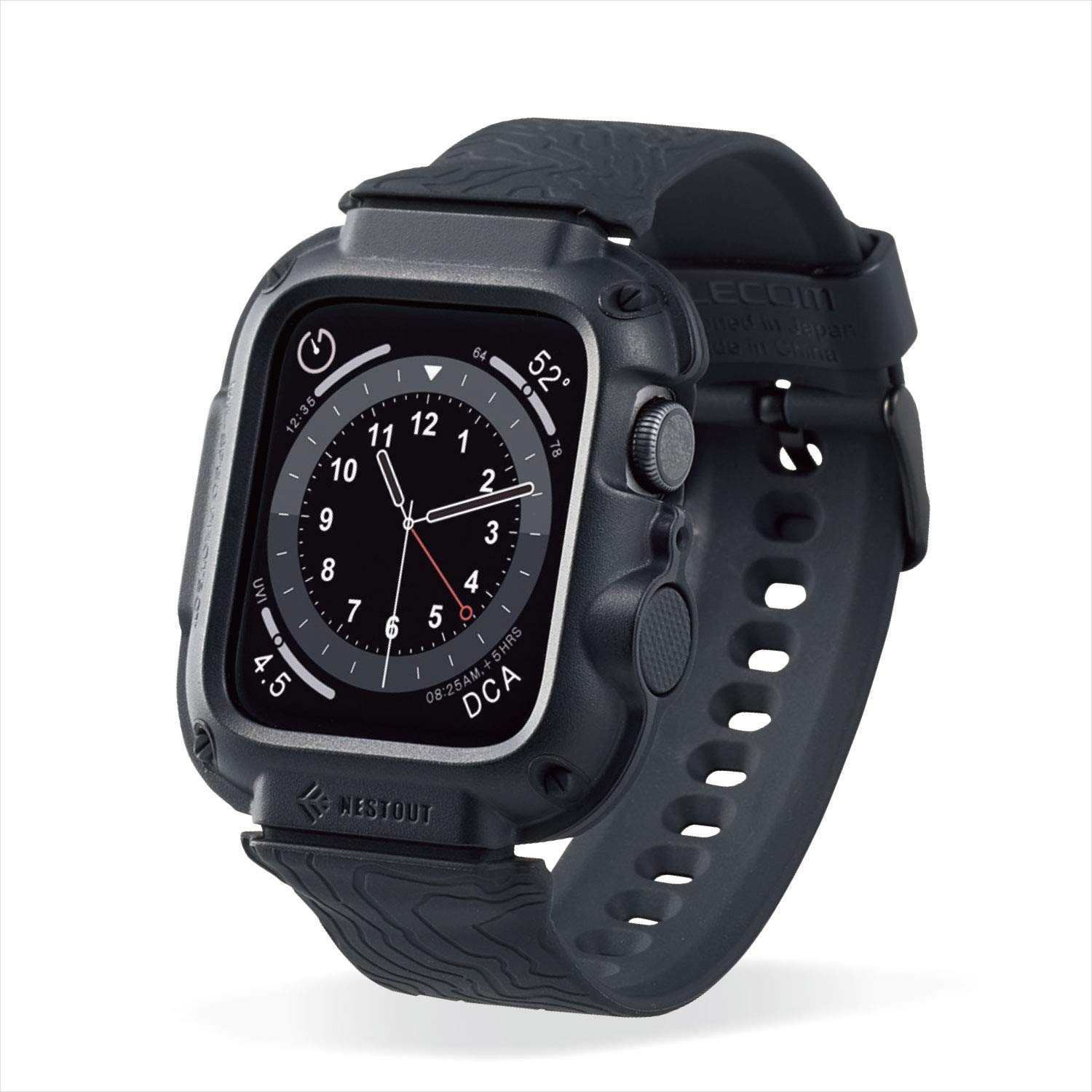 エレコム Apple Watch (アップルウォッチ) ケース カバー バンド一体型 44mm [Apple Watch SE2 SE 6 5 4 対応] NESTOUTシリーズ 耐衝撃 衝撃吸収 米軍MIL規格 ブラック AW-20MBCNESTBK