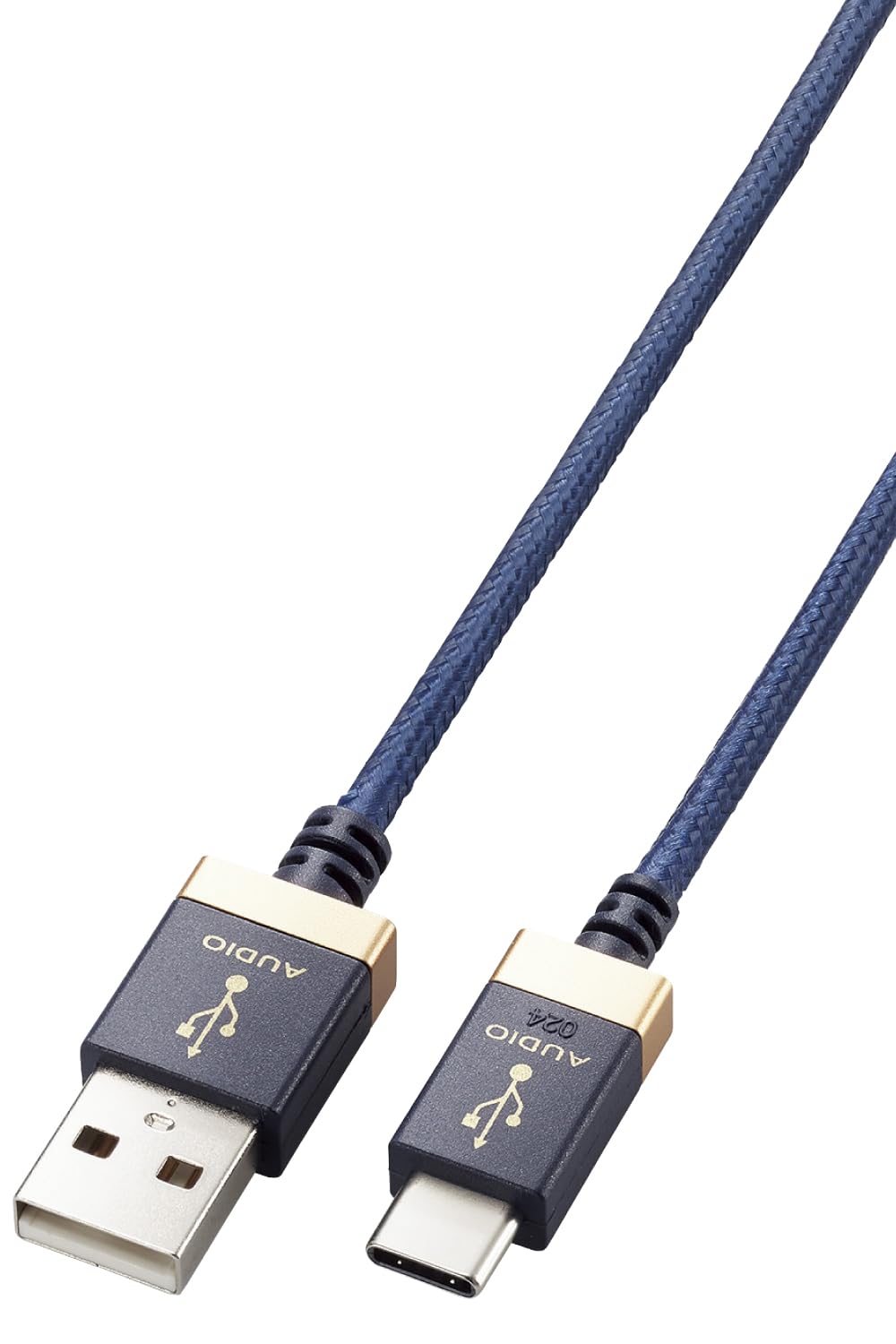 エレコム USB ケーブル オーディオ用 変換 タイプA タイプC USB-A USB-C 音楽伝送 高音質 OTG ハイレゾ音声 ナイロンメッシュ 1m ネイビー DAC アンプ オーディオインターフェイスなどに対応 DH-AC10