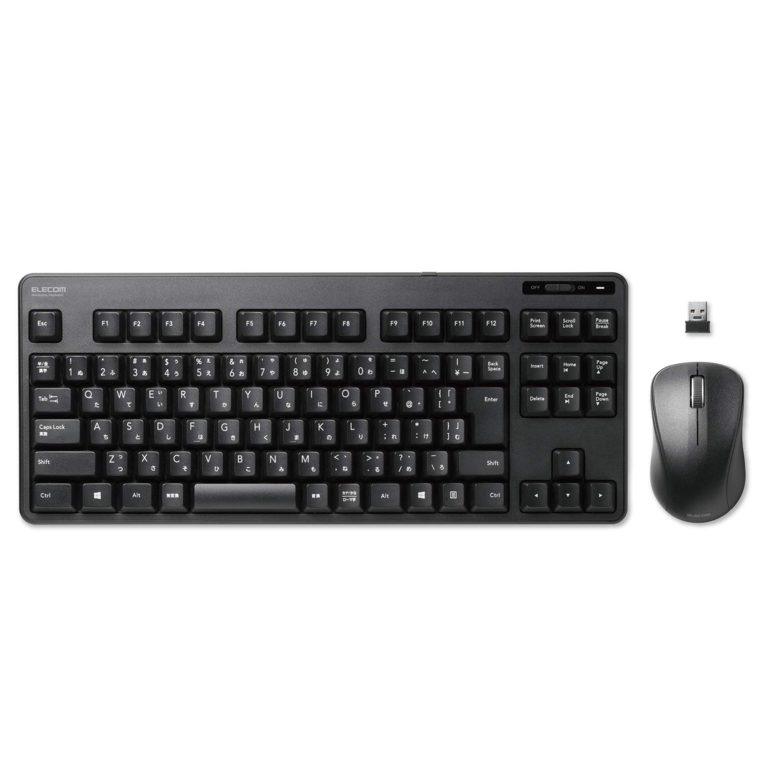 エレコム キーボード マウスセット ワイヤレス (レシーバー付属) メンブレン コンパクトキーボード ブラック TK-FDM105MBK