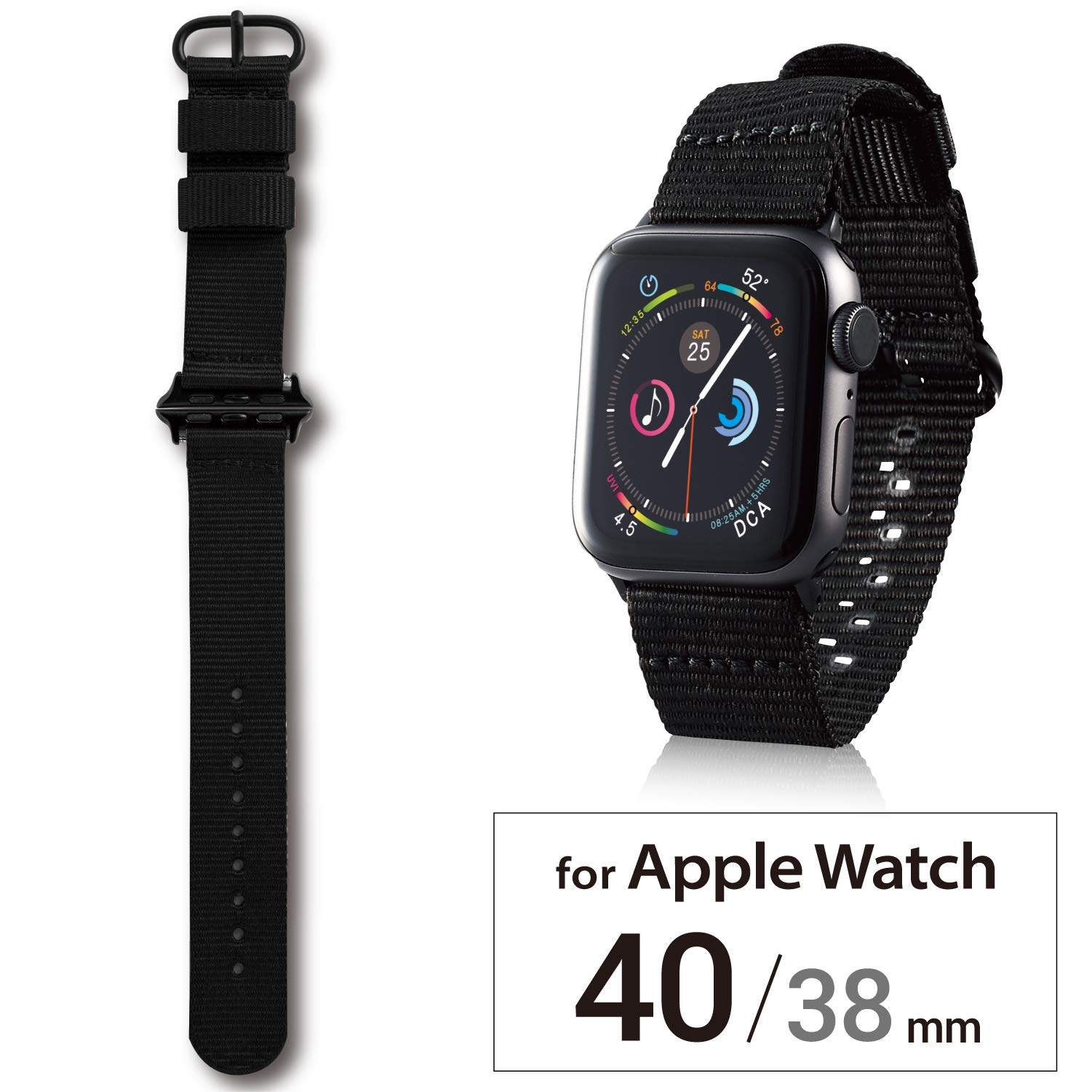 エレコム Apple Watch バンド 40mm/38mm ファブリック ブラック AW-40BDNATBK