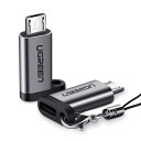 UGREEN マイクロUSB変換アダプター タイプC Micro USB 変換 2個入り USB C to Micro USB 変換コネクタ 急速充電とデータ同期 Xperia、Galaxy S7 Edge、Nexus、 P10 Lite等Micro USB設備対応 ストラップ付(2)