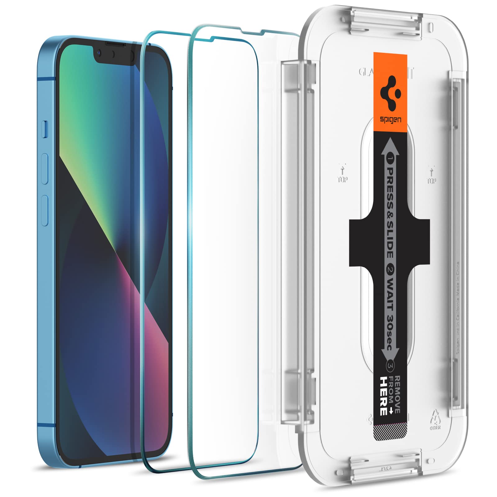 Spigen EZ Fit ガラスフィルム iPhone 13 Mini 用 貼り付けキット付き センサー保護タイプ iPhone13 Mi..