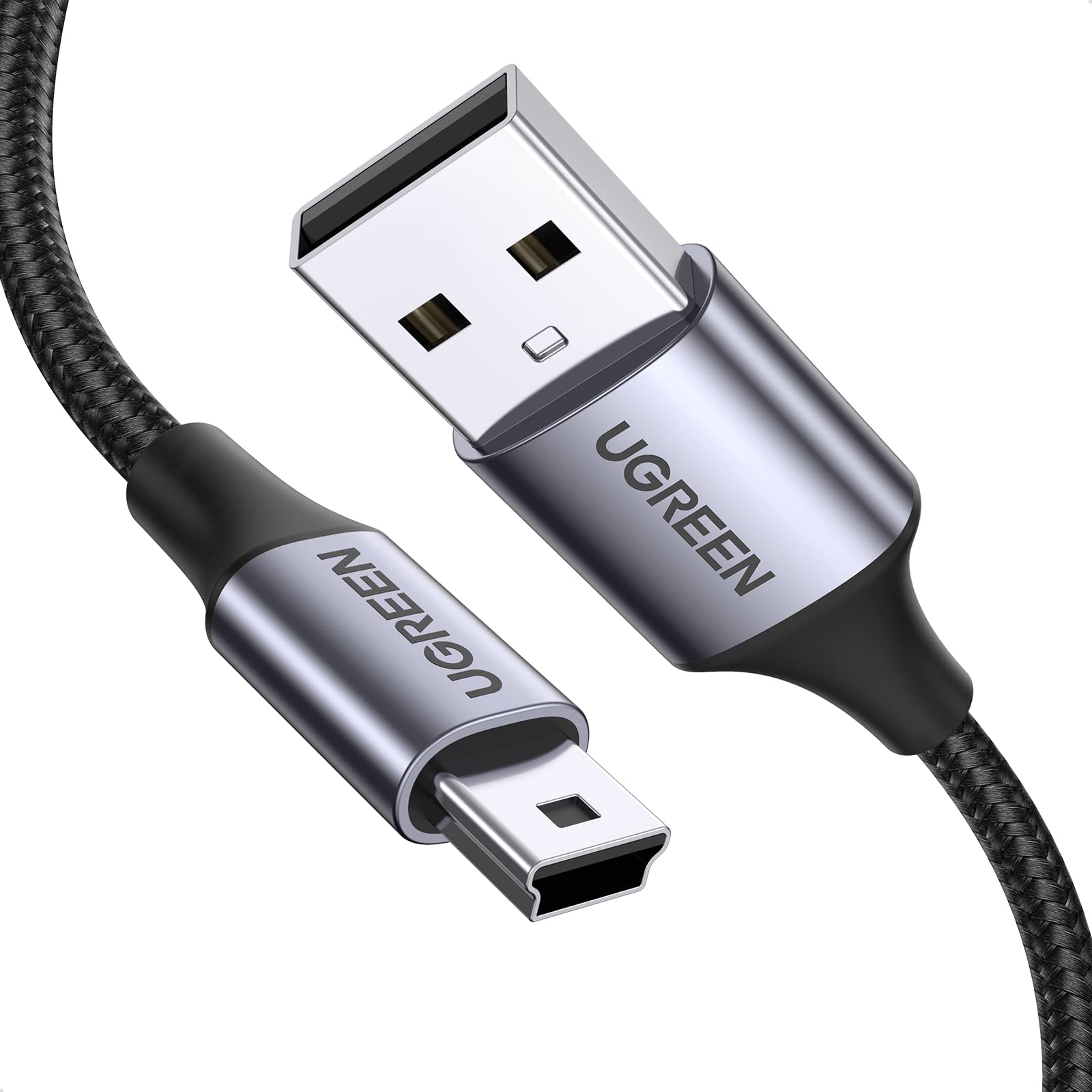 UGREEN USB miniB ケーブル ミニUSB タイプb 充電 USBケーブル 高耐久性 ナイロン編み デジカメ、PS3 コントローラー 、ドライブレコーダー、HDD、GPS などに対応 タイプAオス- miniBオス 1m