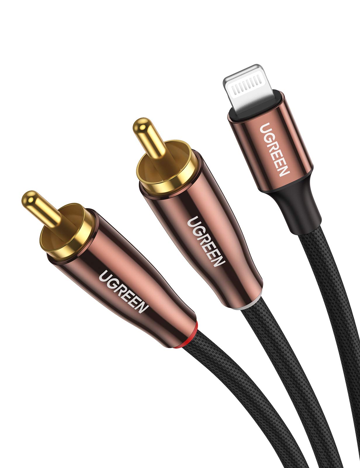 UGREEN Lightning RCA 変換ケーブル MFi認証取得 iPhone RCA 変換 ステレオミニプラグ オーディオケーブル HiFi音質 iPhone 13 Pro iPad Mini iPhone 12 11 Pro X XS Max 8 7 Plus スピーカー アンプ DVDプレーヤー テレビ等に対応 1M