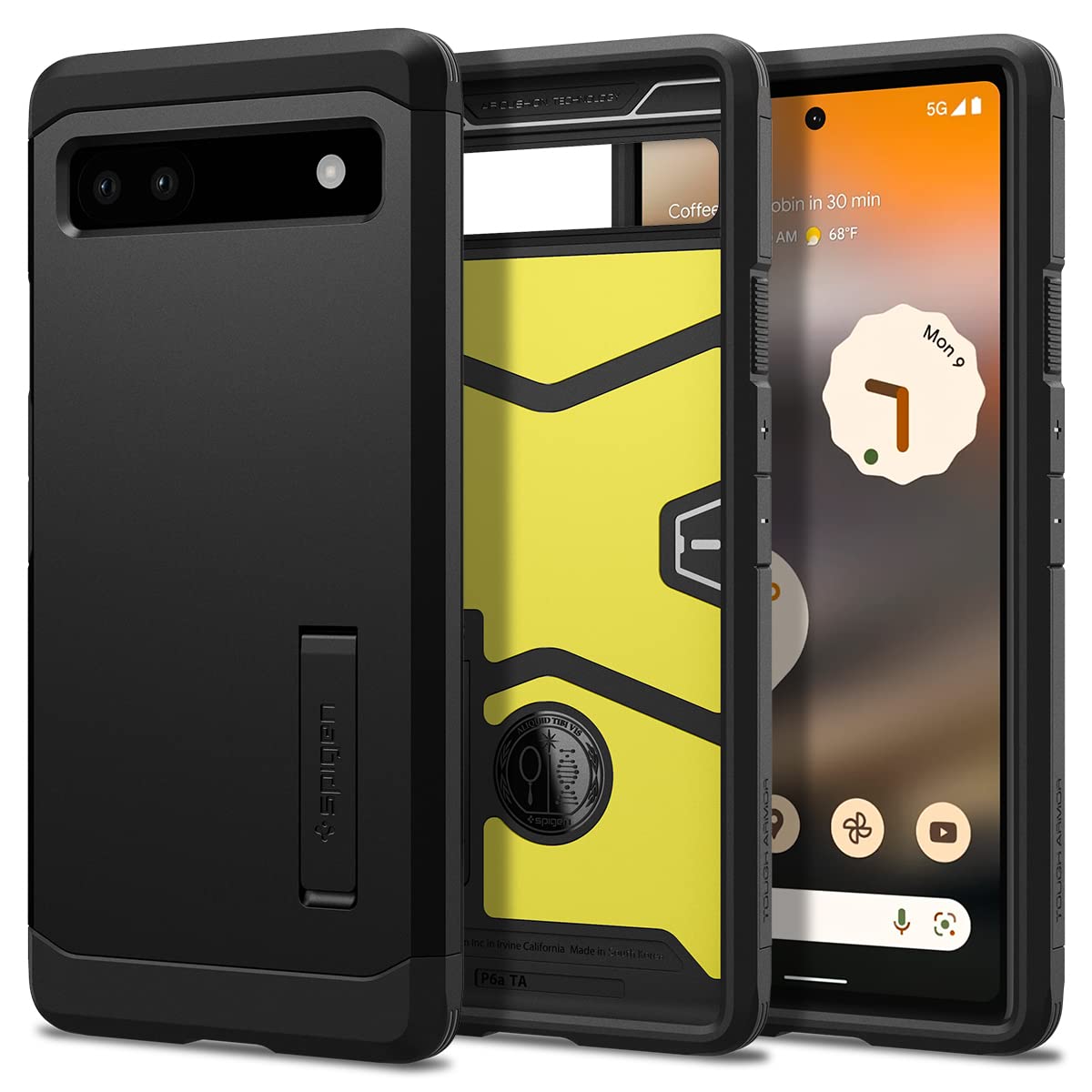 Spigen Pixel6a ケース 耐衝撃 スタンド付き 米軍MIL規格取得 三層構造 スマホスタンド カメラ保護 傷防止 衝撃 吸収 タフ・アーマー ACS04479 ブラック 