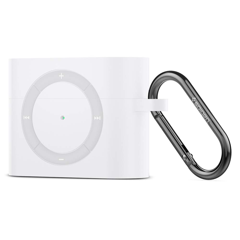 Spigen AirPods Pro ケース カバー iPod shuffle 完全再現 カラビナ リング 付き シリコン 収納ケース 衝撃 吸収 軽量 キズ防止 耐衝撃 エアポッズ プロ ワイヤレス充電 対応 クラシック シャッフル ASD02217 (ホワイト)