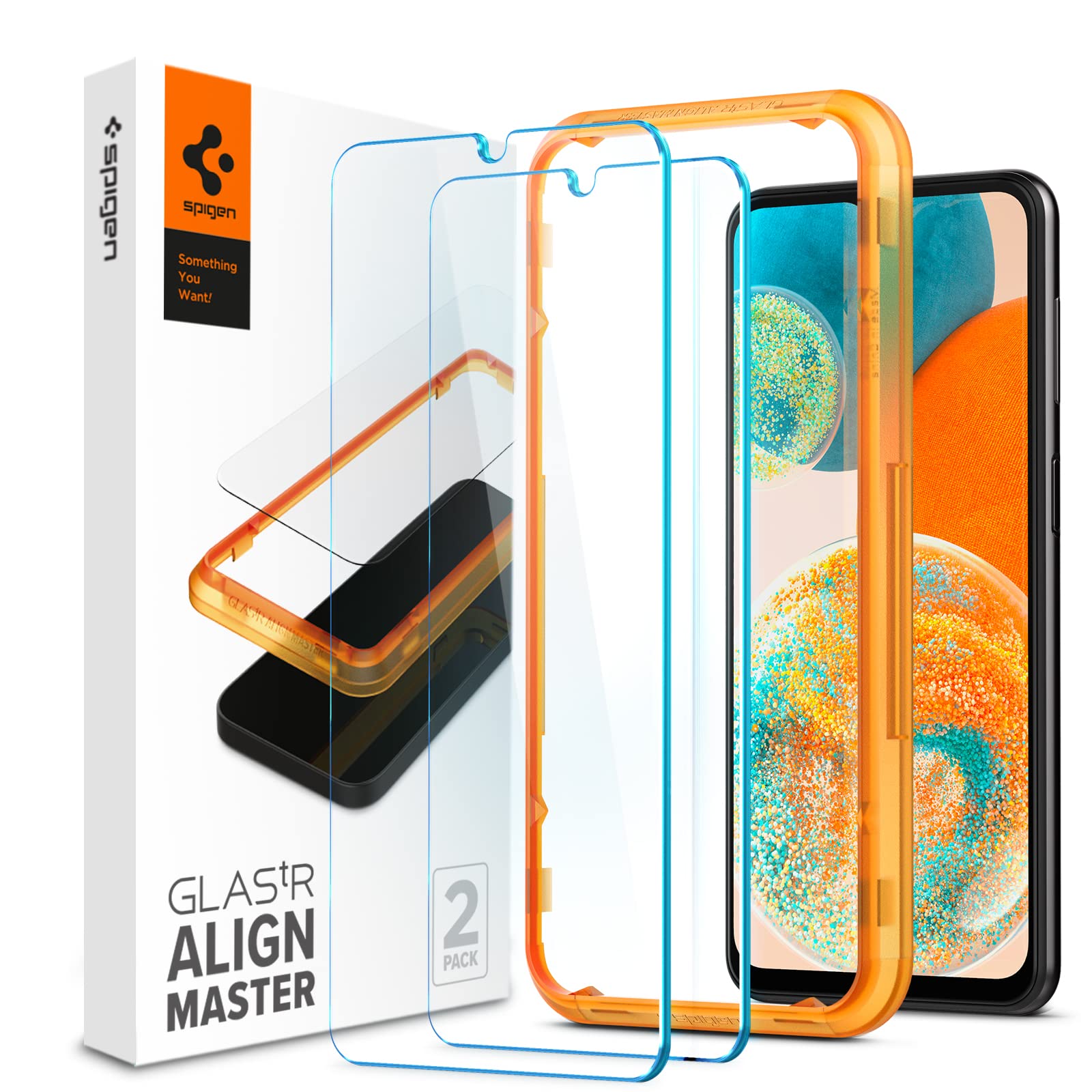 Spigen AlignMaster ガラスフィルム Galaxy A23 5G 用 ガイド枠付き ギャラクシー A23 5G (グローバルモデル)用 保護 フィルム 2枚入