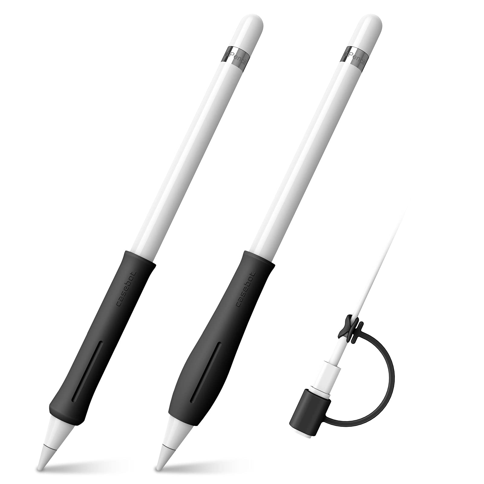 [2-セット] FINTIE for Apple Pencil グリップ Apple Pencil ホルダー シリコン製 握りやすい 保護スキン スリーブ ケース Apple iPad Pro Pencil/iPad 2018 (第六代) Pencil 対応 (ブラック)