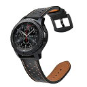 for Samsung Gear S3 / Galaxy Watch 46mm バンド 22mm 時計バンド 本革ベルト 交換用ベルト 本革レザー製 調節可能 ビジネススタイル ソフト おしゃれ Gear S3 Frontier/S3 Classic/Galaxy Watch 46mm 対応（ブラック）