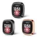 [3個セット] Fintie Fitbit Versa 3 / Sense ケース 全面保護バンパー スクリーンカバー クリア ソフトTPU メッキ 耐衝撃 脱着簡単 軽量 薄型 フィットビット Fitbit Versa 3 / Sense 保護カバー（ブラック/ローズピンク/クリア）