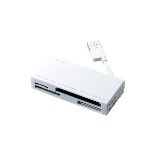 2011年モデルエレコム カードリーダー USB2.0 ケーブル収納タイプ ホワイト MR-K010WH