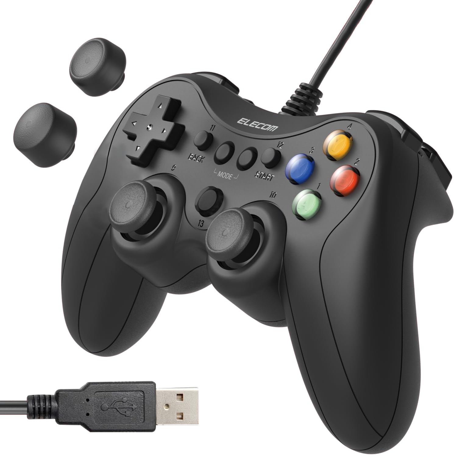 エレコム ゲームパッド 有線 Xinput PS系配置 FPS仕様 メカニカルトリガー スティックカスタマイズ対応 軽量 ブラック JC-GP30SBK