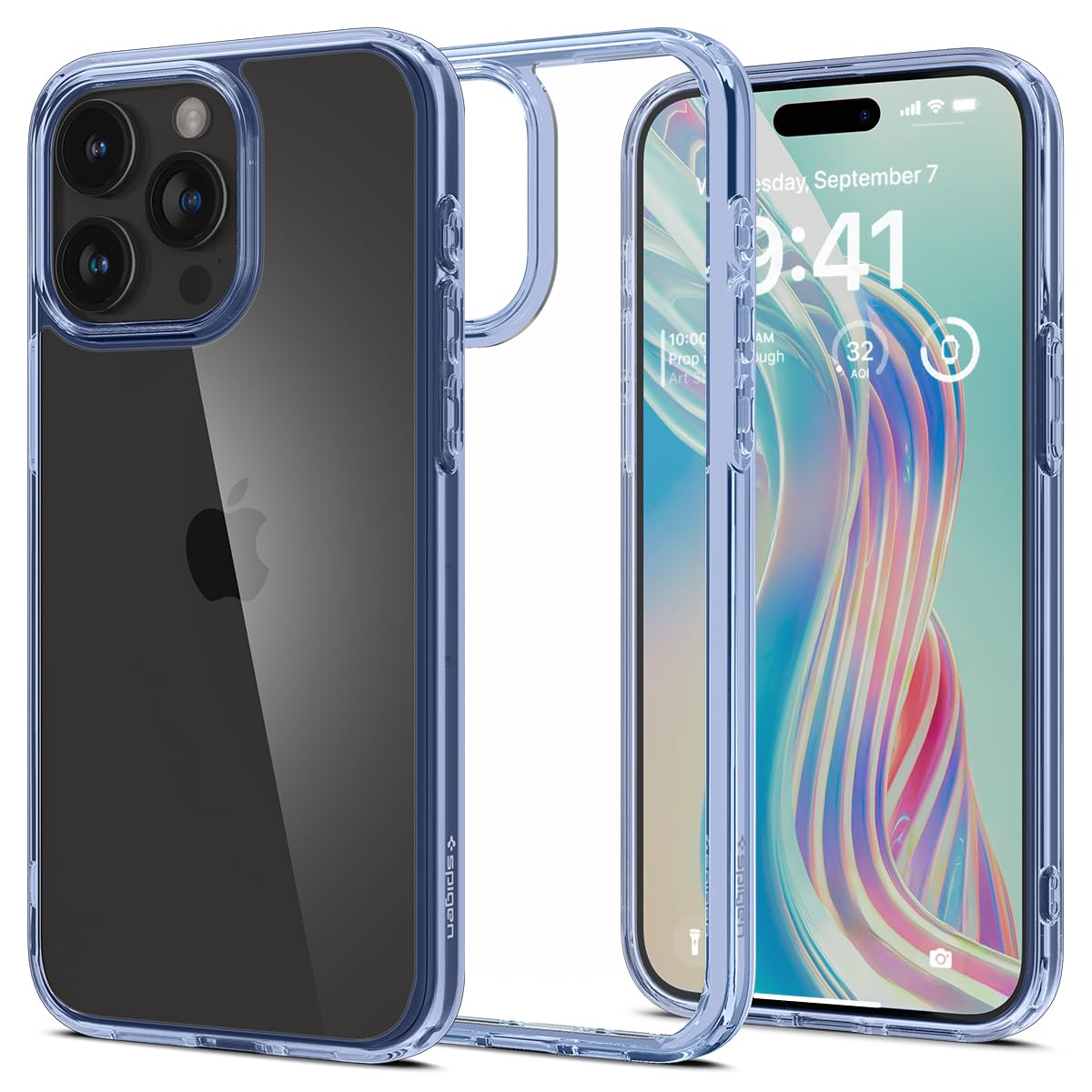 Spigen iPhone 15 Pro Max ケース クリア ストラップホール 米軍MIL規格 ウルトラ・ハイブリッド ACS07046 (スカイ・クリスタル)