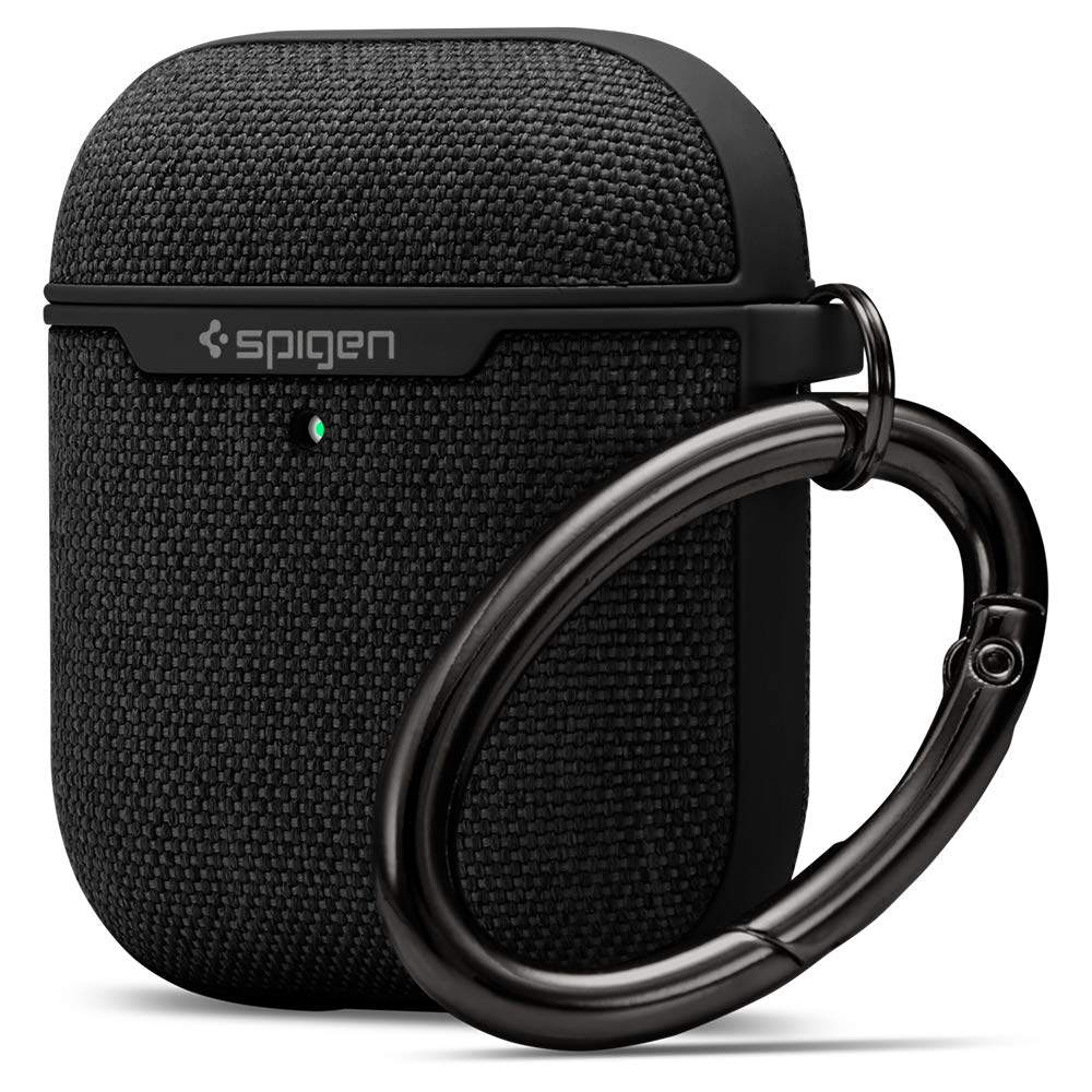 Spigen AirPods ケース (第1世代 / 第2世代 対応) ファブリック ワイヤレス充電 対応 カラビナ リング ..