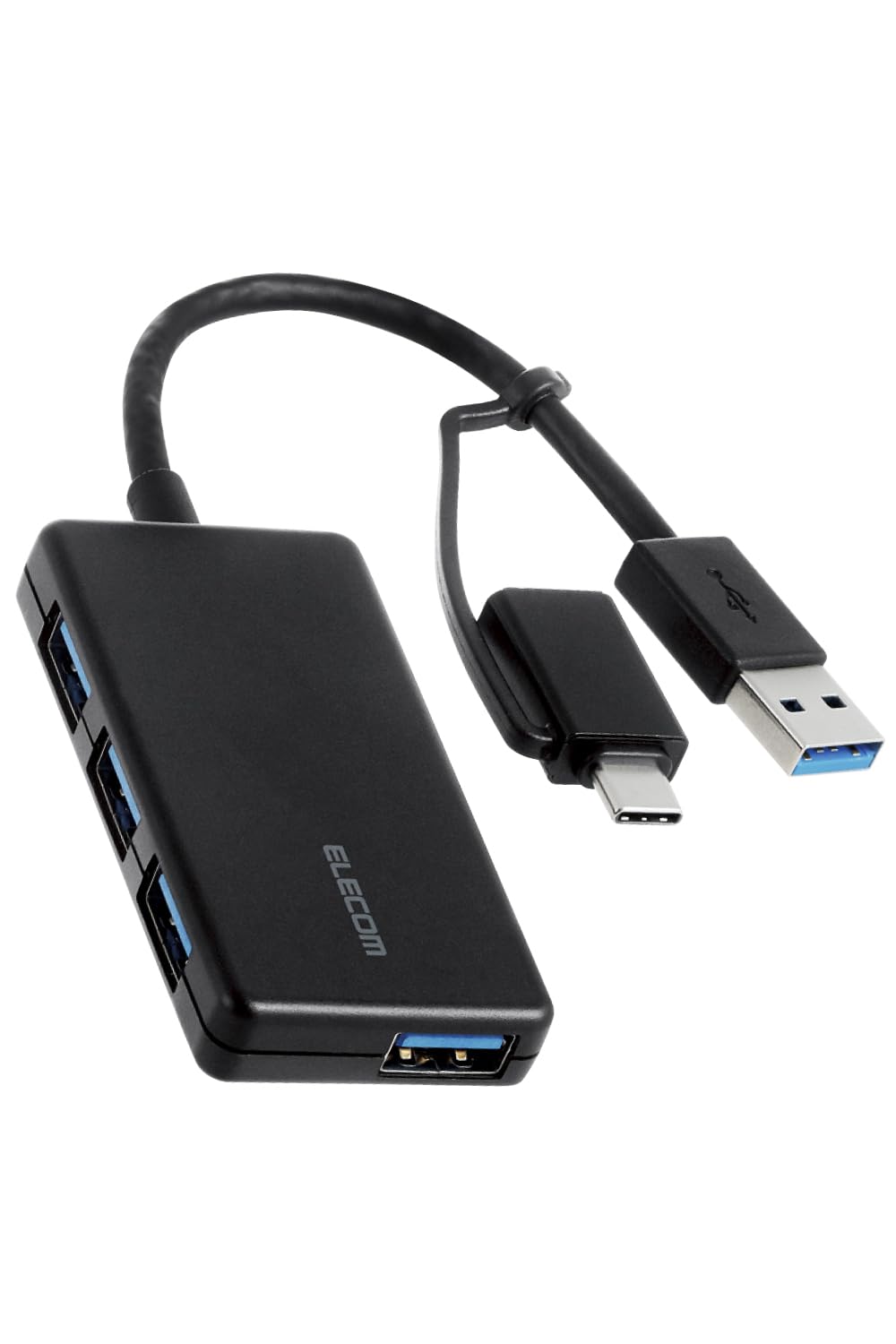 エレコム USBハブ USBHUB3.0 Type-C変換アダプタ付 コンパクト 4ポート ブラック U3H-CA4004BBK