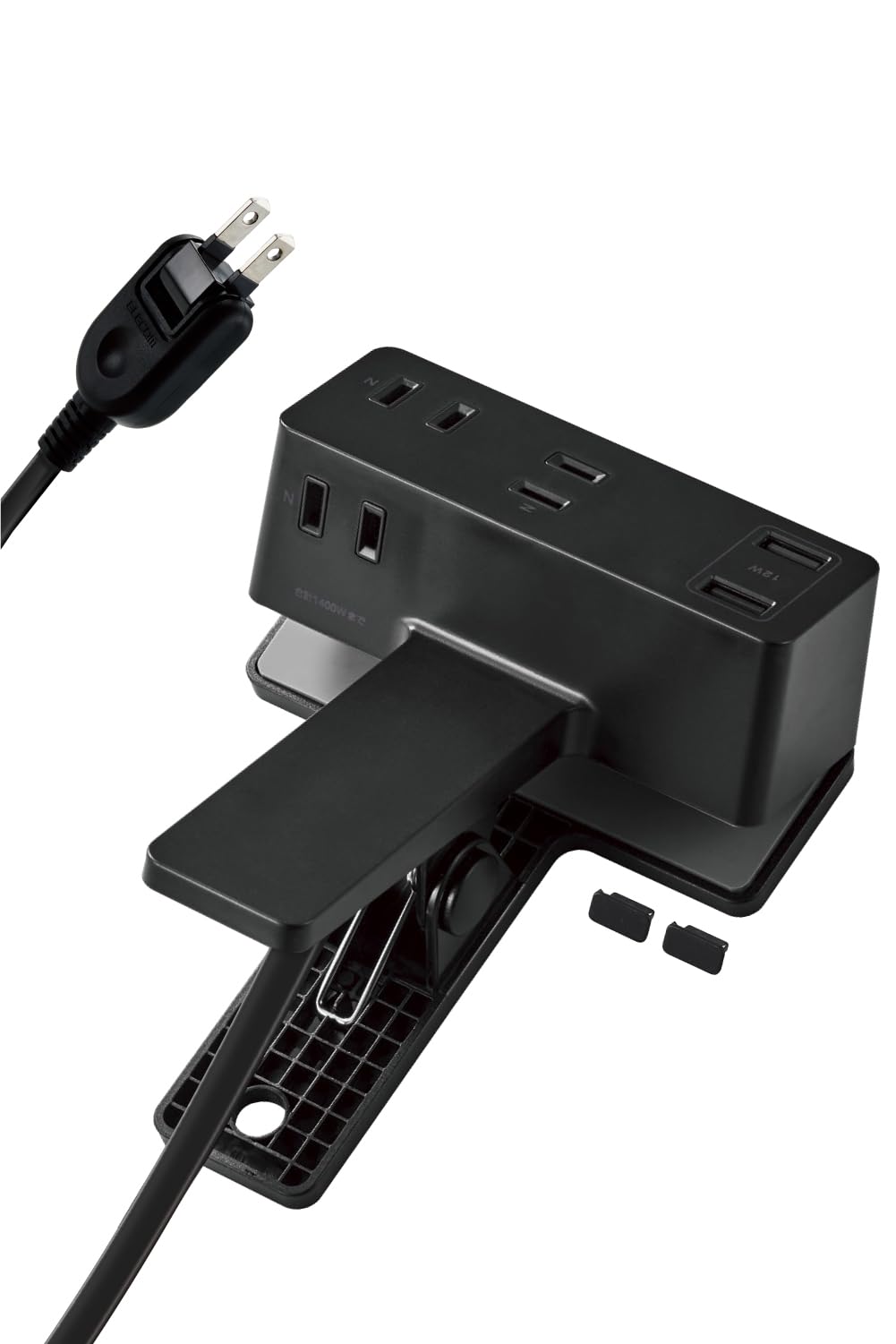 エレコム 電源タップ クリップ 3m [ 3個口 USB-A×2 ] 雷ガード 極性対応 吊り下げ ほこりシャッター付 ..