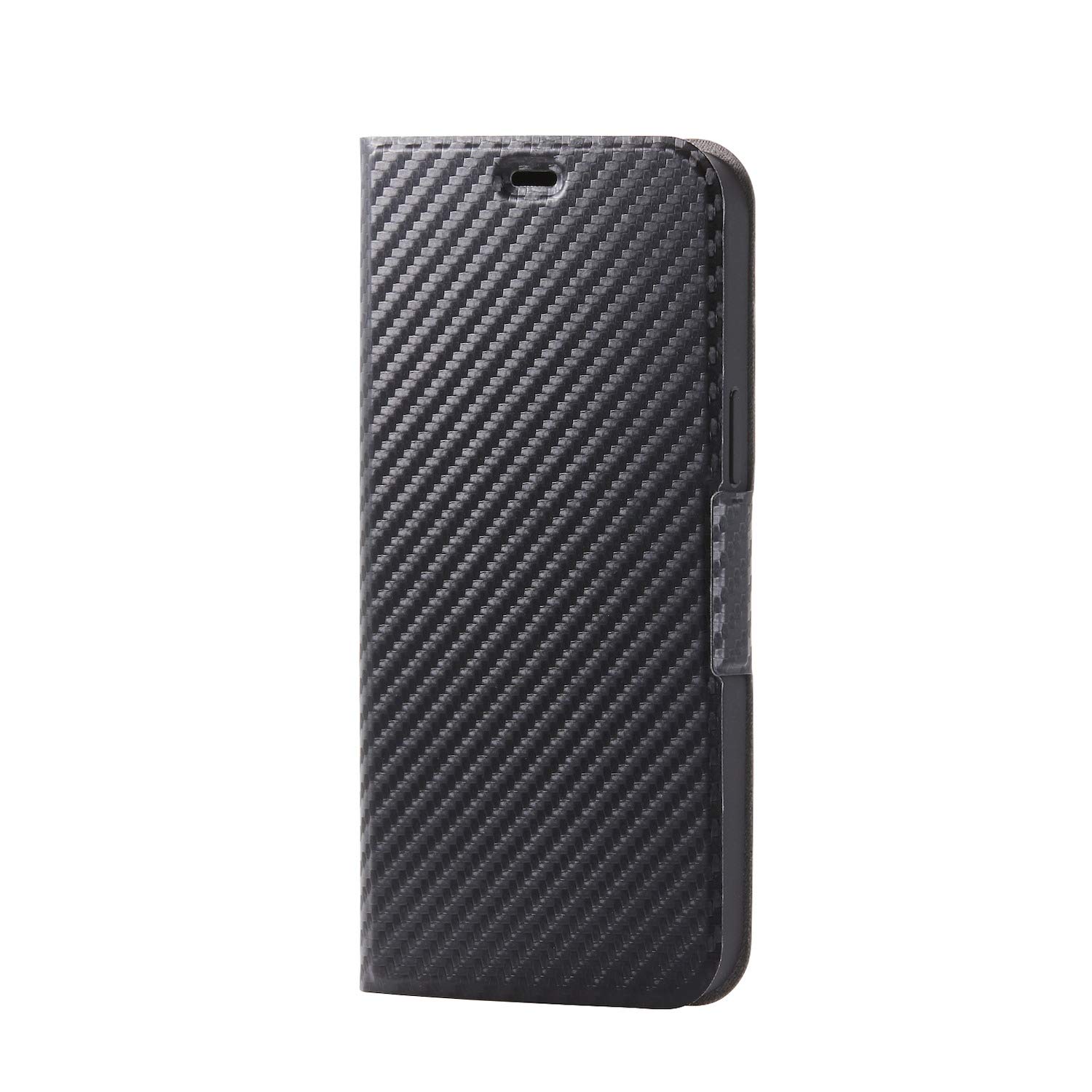 エレコム iPhone 12 Pro Max ケース Qi充電対応 ソフトレザー 薄型 磁石付 カーボン調(ブラック) PM-A20CPLFUCB