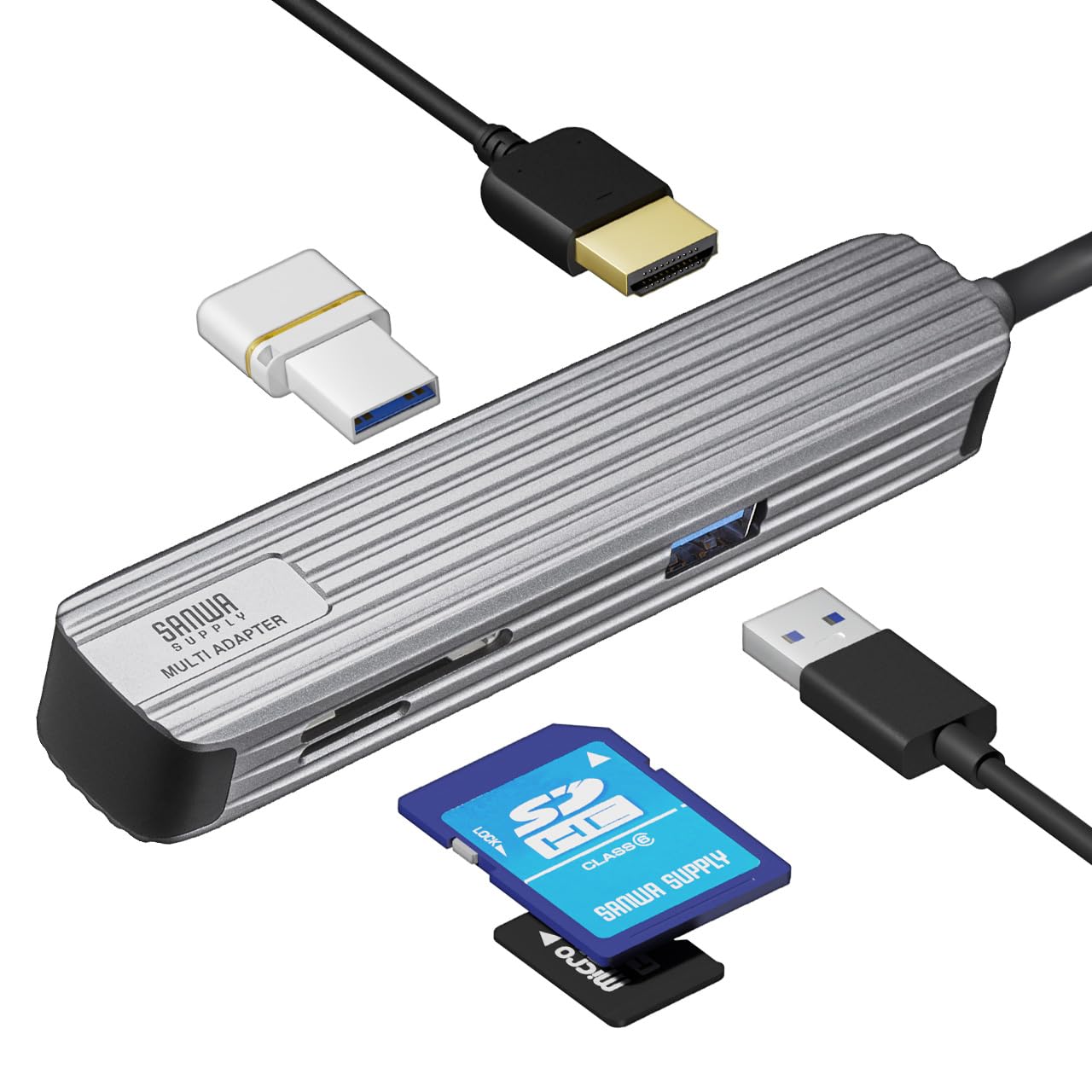 サンワダイレクト USBハブ ドッキングステーション HDMI 4K / SD microSD/USB A×2 バスパワー 400-HUBC..