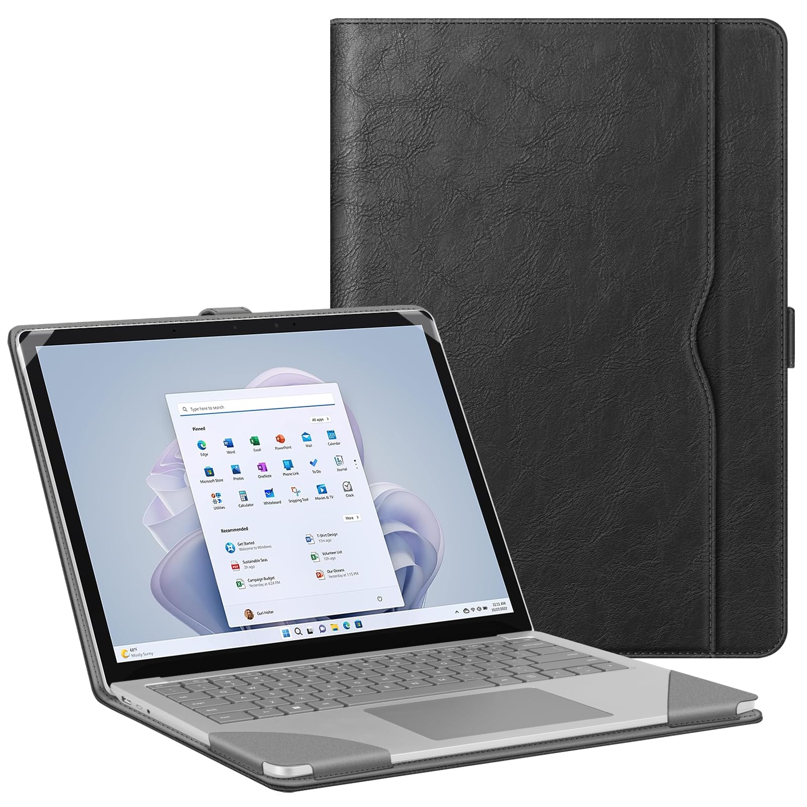 Fintie for Microsoft Surface Laptop 6 / 5 / 4 / 3 / 2 ケース 保護カバー 13.5インチ PU合成皮 ポケ..