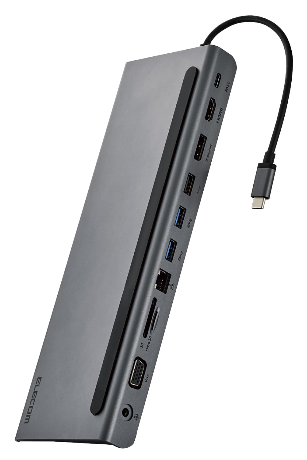 エレコム USB-C ハブ ドッキングステーション 11-in-1 ノートPC傾斜スタンド USB PD対応 100W 給電 トリプルディスプレイ対応(HDMI、DisplayPort、VGA搭載) 4K60Hz Windows 11、10/iPad/iPad Air/MacBook/MacBook Pro対応 ブラック DST-W05