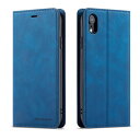 QLTYPRI iPhone XR ケース アイフォン XR ケース 手帳型 高級PUレザー 皮革 TPU バンパー カード収納 スタンド機能 内蔵マグネット 耐衝撃 耐摩擦 上品 全面保護 人気 おしゃれ 財布型 カバー - ブルー