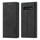 QLTYPRI Samsung Galaxy S10 Plus スマホケース 携帯ケース 手帳型 高級PUレザー 艶なしPU革 TPU バンパー カード収納 スタンド機能 マグネット 耐衝撃 全面保護 定番 おしゃれ 財布型 カバー - ブラック