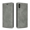 QLTYPRI iPhone XR ケース アイフォン XR ケース 手帳型 高級PUレザー 皮革 TPU バンパー カード収納 スタンド機能 内蔵マグネット 耐衝撃 耐摩擦 上品 全面保護 人気 おしゃれ 財布型 カバー - グレー