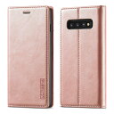 QLTYPRI Samsung Galaxy S10 Plus スマホケース 携帯ケース 手帳型 高級PUレザー 艶なしPU革 TPU バンパー カード収納 スタンド機能 マグネット 耐衝撃 全面保護 定番 おしゃれ 財布型 カバー - ローズゴールド