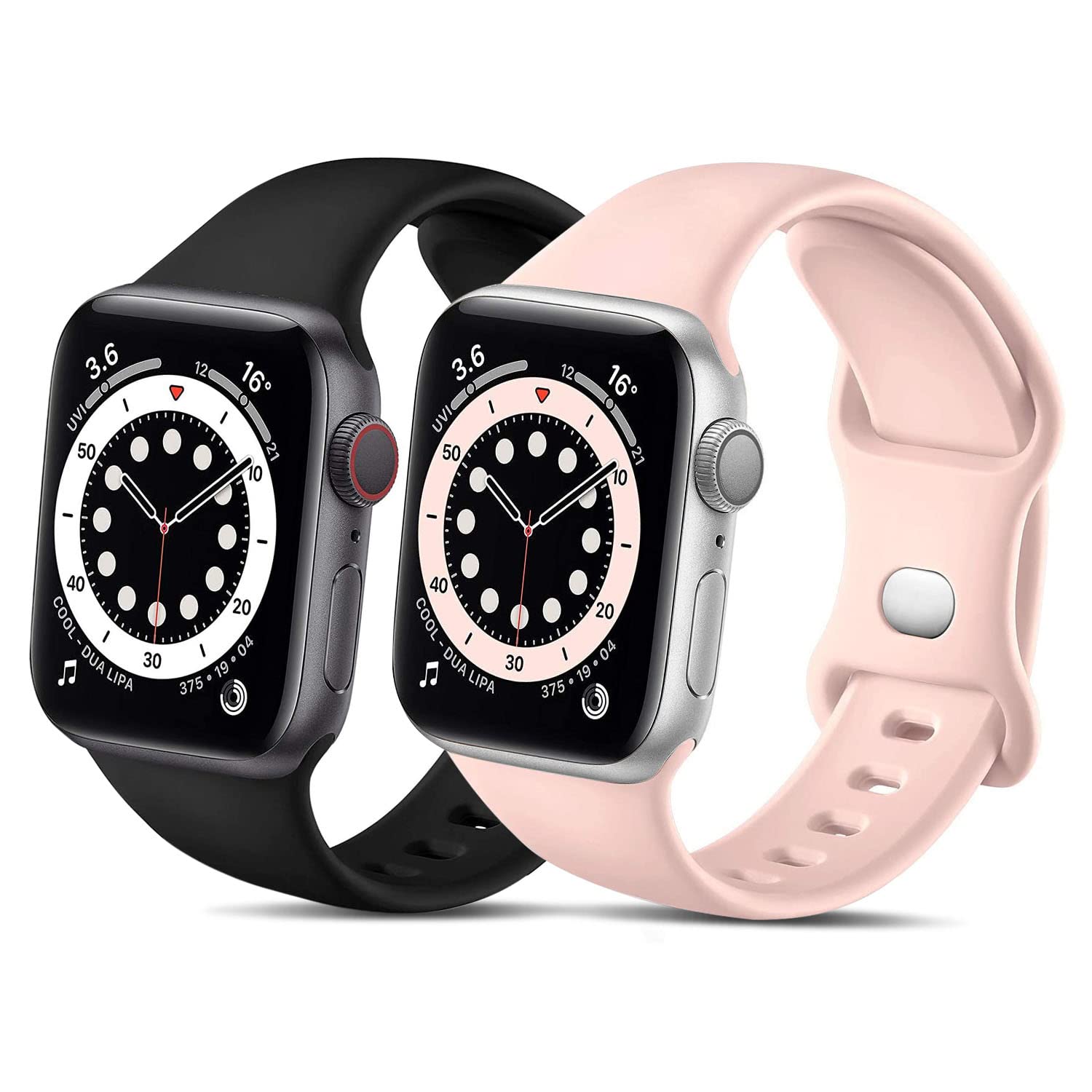 QLTYPRI バンド 対応 Apple Watch アップルウォッチ バンド 30mm 40mm 42mm 44mm シリコン ベルド ソフト スポーツバンド 交換バンド 女性 男性 ストラップ アップルウォッチシリーズ 適応 iWatch Ultra SE Series 8/7/6/5/4/3/2/1(38mm/40mm,S/M,ブラック+ミルクティー)