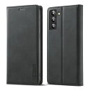 QLTYPRI Samsung Galaxy S22 ケース 手帳型 SC-51C/SCG13 ケース 高級PUレザー 艶なしPU革 TPU バンパー カード収納 スタンド機能 マグネット 耐衝撃 全面保護 財布型 カバー ギャラクシー S22 対応 6.1 インチ - ブラック